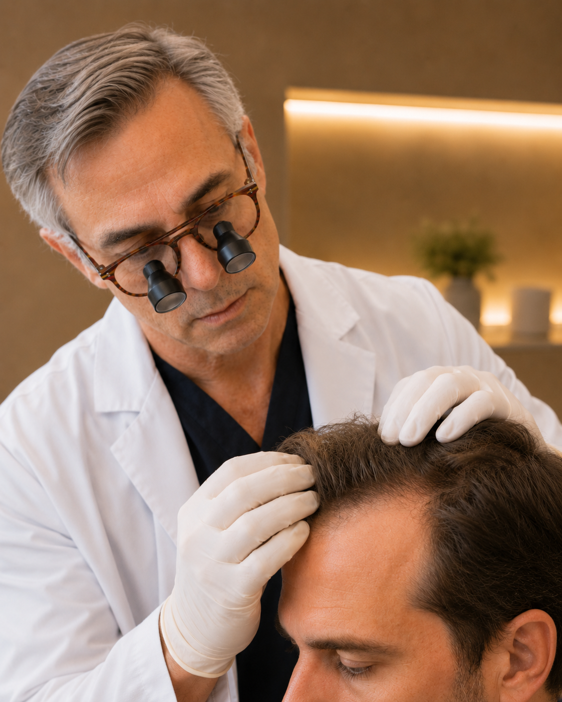 Examination of asymmetric temple recession in a man
