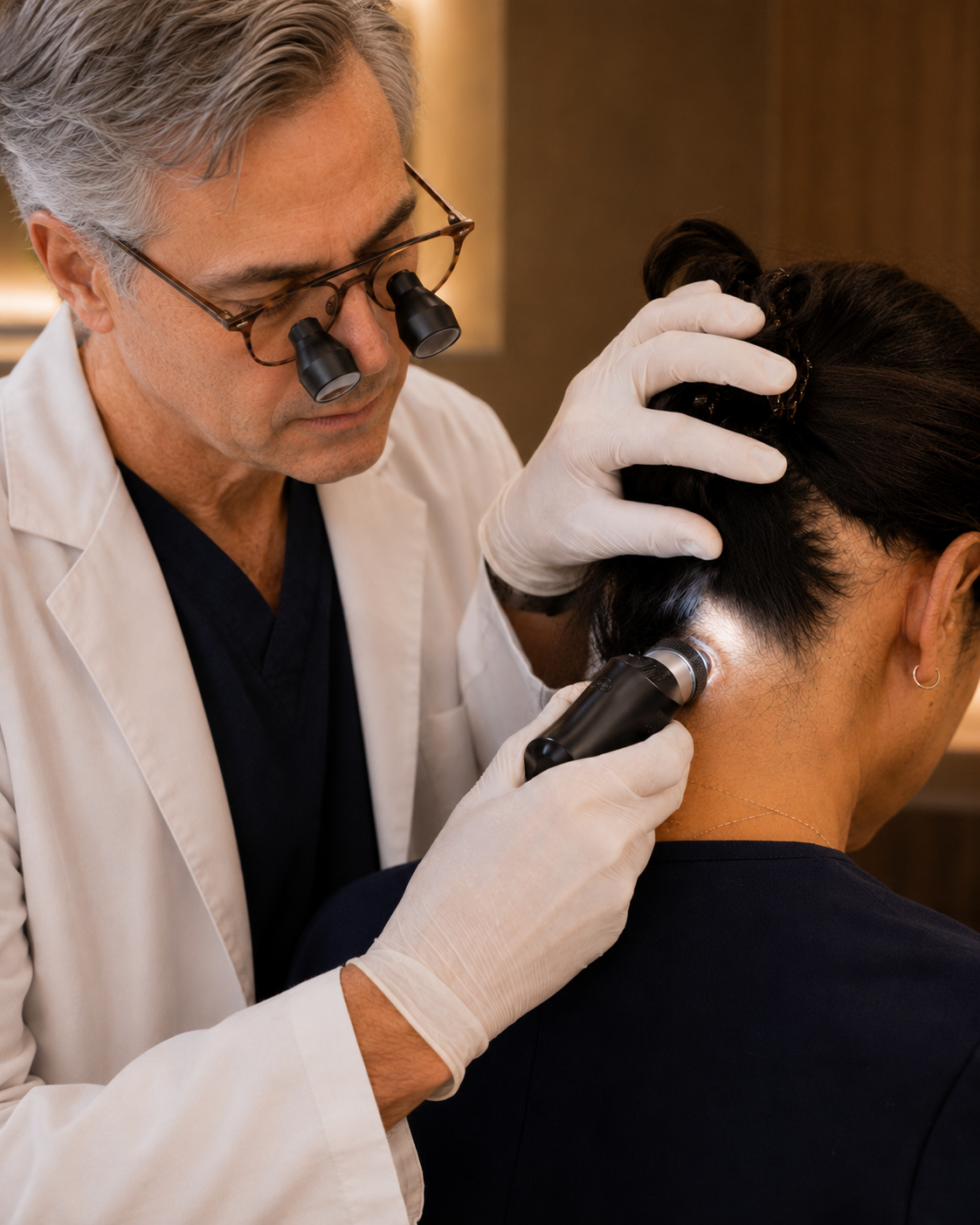 Examination of hair loss at the posterior and lower hairline